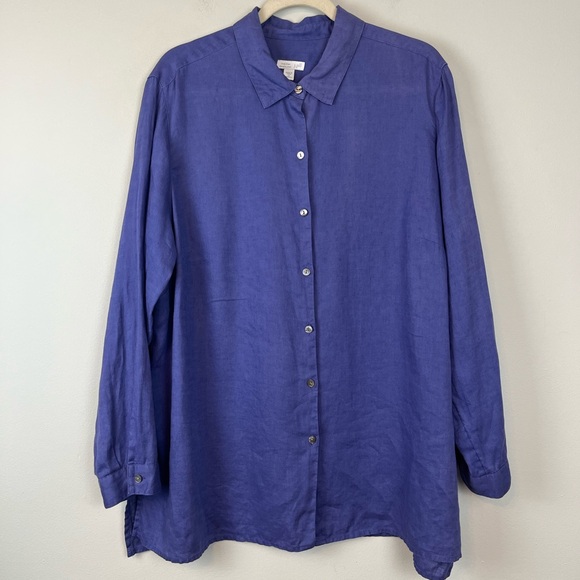 J. Jill purple linen Button Down Shirt - Picture 1 of 11